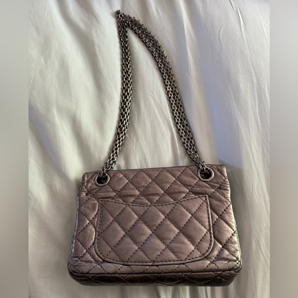 Chanel AUTHENTIC Pewter 2.55 Reissue Mini 224 Double Flap Bag Ruthenium Hardware - Picture 6 of 11